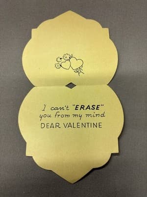 Vtg Valentine, DEAR TEACHER, A-MERI-CARD, 1945, die cut on paper, used, signed - Thumbnail 2