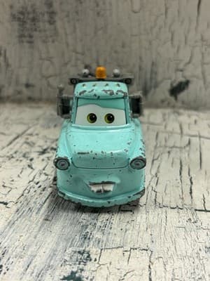 Mattel Disney Pixar Cars Mater Tow Truck Aqua Blue 1/55 Diecast Wrecker Used - Thumbnail 2