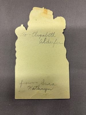Vintage Valentine Day girl letter mail box diecut card With Note 1900s - Thumbnail 2