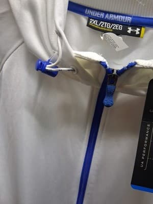 Under Armour Mens White Zip Up Jacket Royal Blue Detailing Sz 2X Brand New Cond - Thumbnail 6