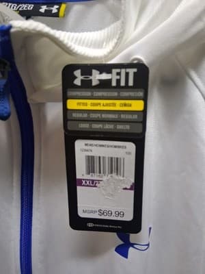 Under Armour Mens White Zip Up Jacket Royal Blue Detailing Sz 2X Brand New Cond - Thumbnail 3