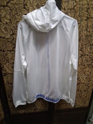 Under Armour Mens White Zip Up Jacket Royal Blue Detailing Sz 2X Brand New Cond - Thumbnail 7