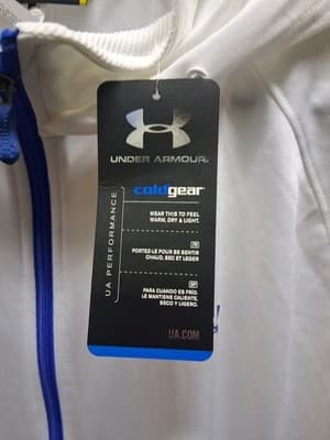 Under Armour Mens White Zip Up Jacket Royal Blue Detailing Sz 2X Brand New Cond - Thumbnail 4