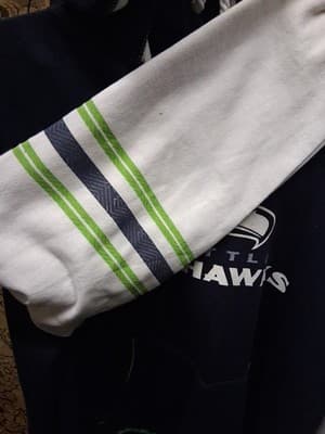 Majestic Seattle Seahawks Hoodie 1X Navy Green White V Neck Pullover - Thumbnail 4