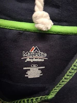 Majestic Seattle Seahawks Hoodie 1X Navy Green White V Neck Pullover - Thumbnail 7