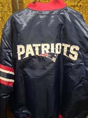 NEW ENGLAND PATRIOTS Starter Snap Down Jacket 2 Tone BLUE & RED 2XL Rare - Thumbnail 6
