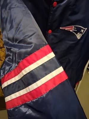 NEW ENGLAND PATRIOTS Starter Snap Down Jacket 2 Tone BLUE & RED 2XL Rare - Thumbnail 5