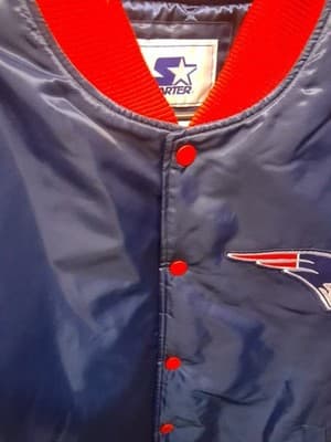 NEW ENGLAND PATRIOTS Starter Snap Down Jacket 2 Tone BLUE & RED 2XL Rare - Thumbnail 3