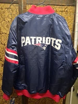 NEW ENGLAND PATRIOTS Starter Snap Down Jacket 2 Tone BLUE & RED 2XL Rare - Thumbnail 8