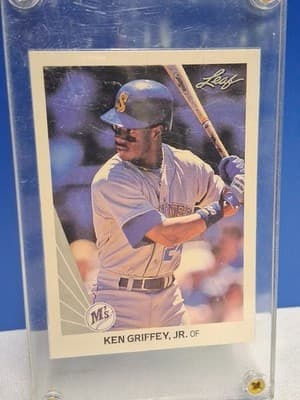 KEN GRIFFEY JR 1990 Leaf Baseball Card #245 Mariners HOF 2nd Year Card - Thumbnail 3