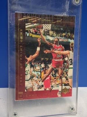 Michael Jordan 63 POINT GAME SPECIAL INSERT UPPER DECK CHICAGO BULLS CARD MINT - Thumbnail 3