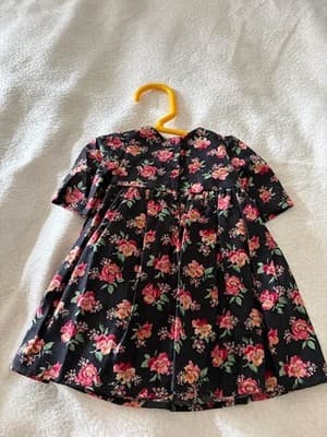 Beautiful Handmade Doll Dress For 18" American Girl Doll Black Flowers Themed - Thumbnail 2