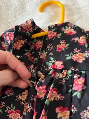 Beautiful Handmade Doll Dress For 18" American Girl Doll Black Flowers Themed - Thumbnail 3