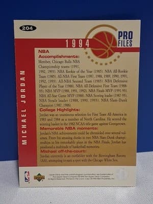 Michael Jordan Vintage Collector Card 1994 Upper Deck Golf Chicago Bulls - Thumbnail 2