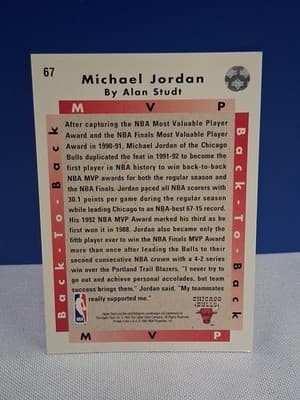 92-93 Upper Deck Michael Jordan Back to Back MVP #67 - Thumbnail 2