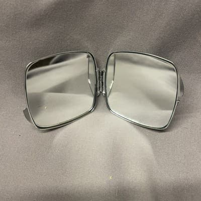 Pocket Compact Silver Tone Metal Hinge Mirror VTG NOS - Thumbnail 2