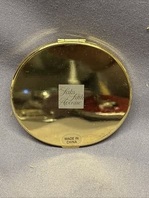 Vintage Saks Fifth Avenue Enameled Jeweled compact Purse Mirror - Thumbnail 3