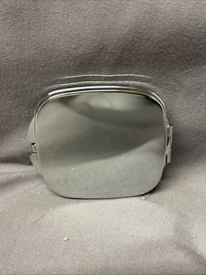 Pocket Compact Silver Tone Metal Enamel, Jeweled Hinge Mirror VTG NOS - Thumbnail 3