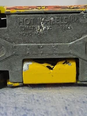 Hot Wheels Crack Ups Side Banger "5" Yellow 1984 Made in Hong Kong 1:64 Diecast - Thumbnail 7