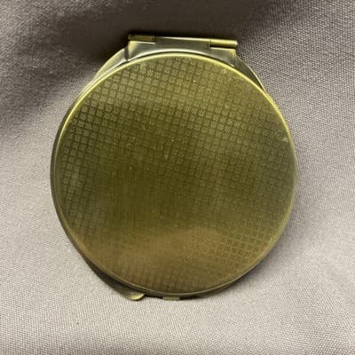 Pocket Compact Silver Tone Metal Enamel, Jeweled Hinge Mirror VTG NOS - Thumbnail 3