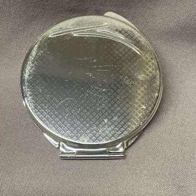 Pocket Compact Silver Tone Metal Enamel, Jeweled Hinge Mirror VTG NOS - Thumbnail 3