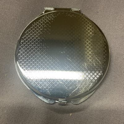 Pocket Compact Silver Tone Metal Enamel, Jeweled Hinge Mirror VTG NOS - Thumbnail 3