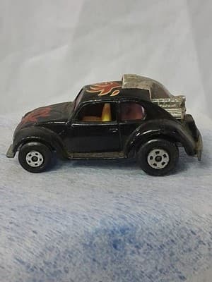 1971 Matchbox Lesney Superfast No. VI #6 VW Volkswagen Lady Bug Beetle Black L2 - Thumbnail 5