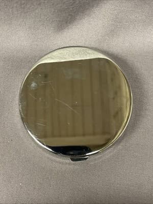 Pocket Compact Silver Tone Metal Enamel, Jeweled Hinge Mirror VTG NOS - Thumbnail 3