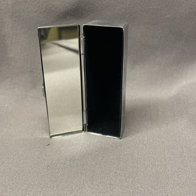 Pocket Compact Silver Tone Metal Enamel, Jeweled Hinge Lipstick Holder NOS - Thumbnail 3