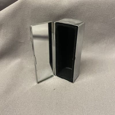 Pocket Compact Silver Tone Metal Enamel, Jeweled Hinge Lipstick Holder NOS - Thumbnail 3