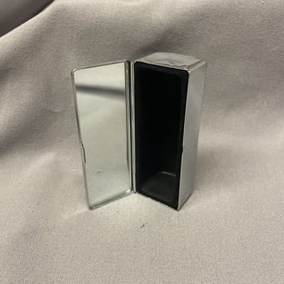 Pocket Compact Silver Tone Metal Enamel, Jeweled Hinge Lipstick Holder NOS - Thumbnail 3
