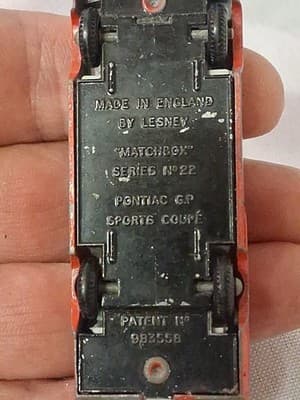 Vintage Lesney Matchbox Series No 22 Red Die Cast Pontiac GP Sports Coupe 1964 - Thumbnail 9