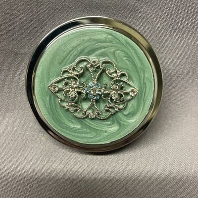 Enamel Jeweled Desk Paperweight Magnifying Glass Loop Beautiful Look - Thumbnail 2
