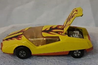 Vintage Matchbox Superfast No. 33 Datsun 126X – 1973 England – Yellow w/ Flames - Thumbnail 5