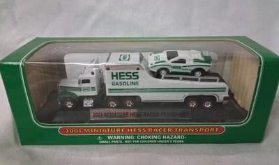 2001 Miniature Hess Racer Car Transport - New In Box