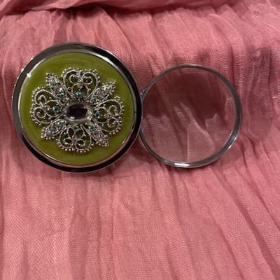 Enamel Jeweled Desk Paperweight Magnifying Glass Loop Beautiful Look - Thumbnail 2