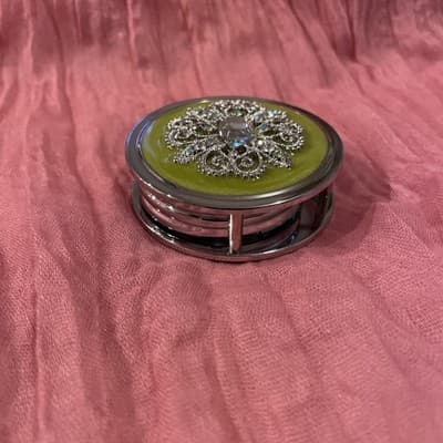 Enamel Jeweled Desk Paperweight Magnifying Glass Loop Beautiful Look
