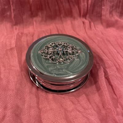 Enamel Jeweled Desk Paperweight Magnifying Glass Loop Beautiful Look