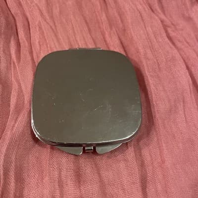 Pocket Compact Silver Tone Metal Enamel, Jeweled Hinge Mirror VTG NOS - Thumbnail 3