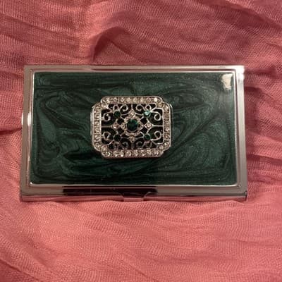 Card Holder Case Enamel Jeweled License Credit Card Holder