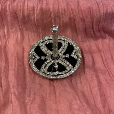 Vintage Enamel and Rhinestone Ring Holder - Flower Shape - Excellent Condition