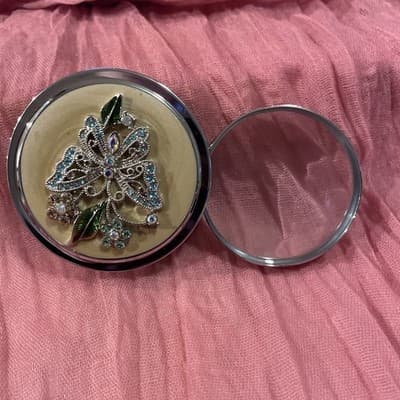 Enamel Jeweled Desk Paperweight Magnifying Glass Loop Beautiful Look - Thumbnail 2