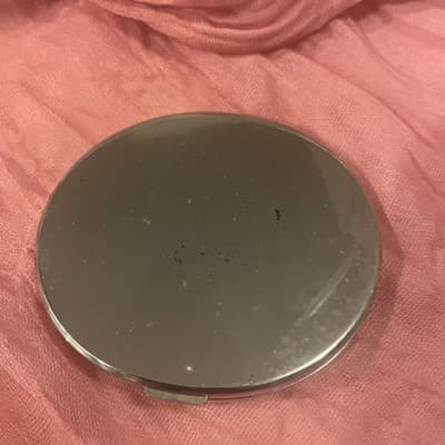 Pocket Compact Silver Tone Metal Enamel, Jeweled Hinge Mirror VTG NOS - Thumbnail 3