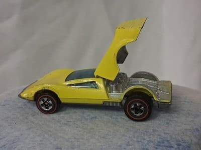Hot Wheels 1969 REDLINE Yellow Buzz-Off Diecast Car, Nice Cond Hong Kong 🐝 - Thumbnail 8