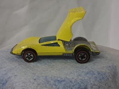 Hot Wheels 1969 REDLINE Yellow Buzz-Off Diecast Car, Nice Cond Hong Kong 🐝 - Thumbnail 9
