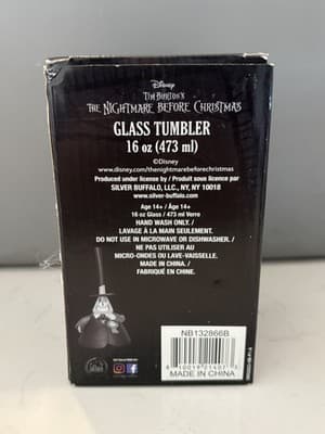 NBC Jack Skellington The Master of Fright Black & White 16oz Pint Glass New - Thumbnail 2