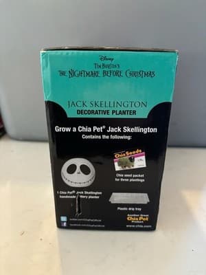 Chia Pet Jack Skellington w/Seed Pack, Decorative Pottery Planter NIB - Thumbnail 3