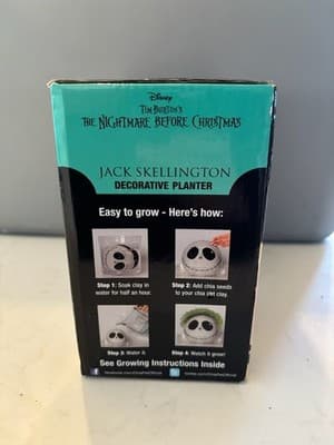 Chia Pet Jack Skellington w/Seed Pack, Decorative Pottery Planter NIB - Thumbnail 4