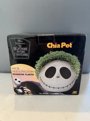 Chia Pet Jack Skellington w/Seed Pack, Decorative Pottery Planter NIB - Thumbnail 2