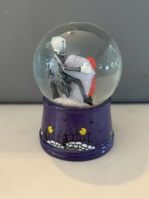 Disney Nightmare Before Christmas Jack & Sally Tombstone Light-Up Snow Globe 6” - Thumbnail 3